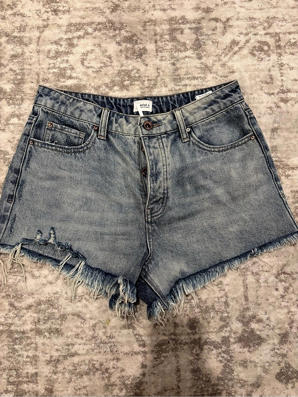 Socialite Blue Frayed Jean Shorts